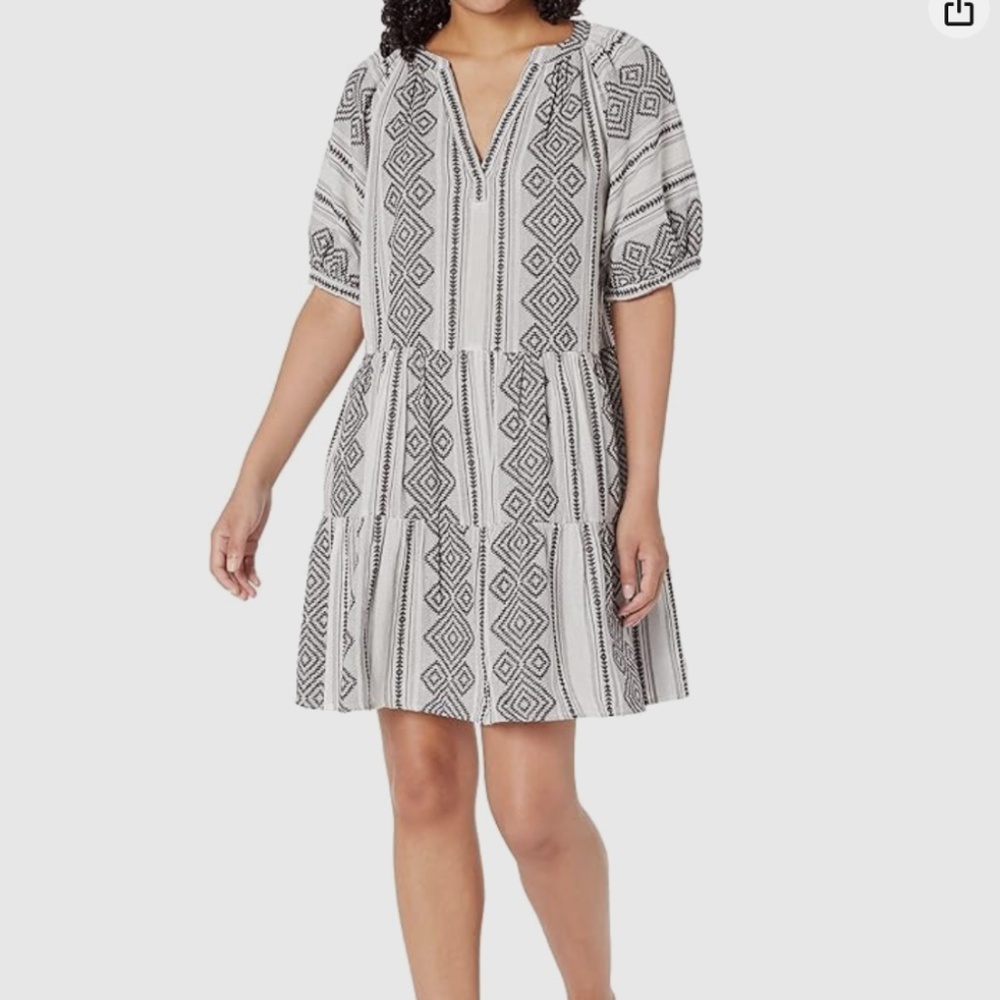 Velvet Graham & Spencer Sophie Aztec Print Dress Women's Black/Off White - Large